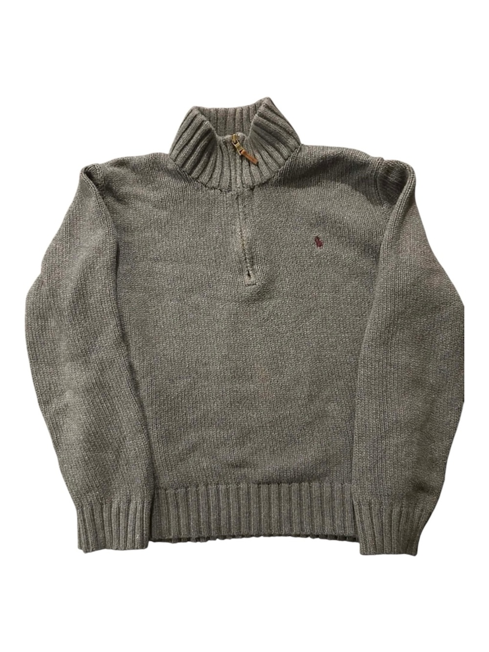 Ralph Lauren Men's Heather Gray Half-Zip Wool Sweater